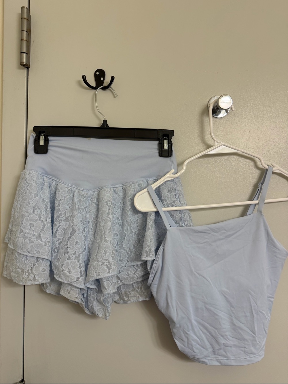 aerie Light Blue Lace Ruffle Short Set